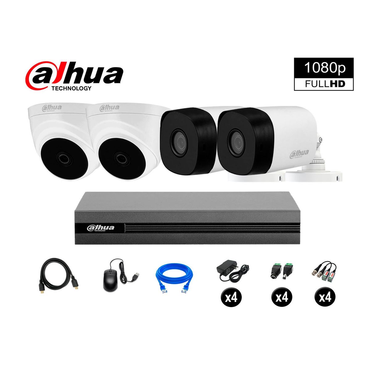 DAHUA - CÁMARAS SEGURIDAD DAHUA KIT 4 FULL HD 1080P + CABLE HDMI OFERTA