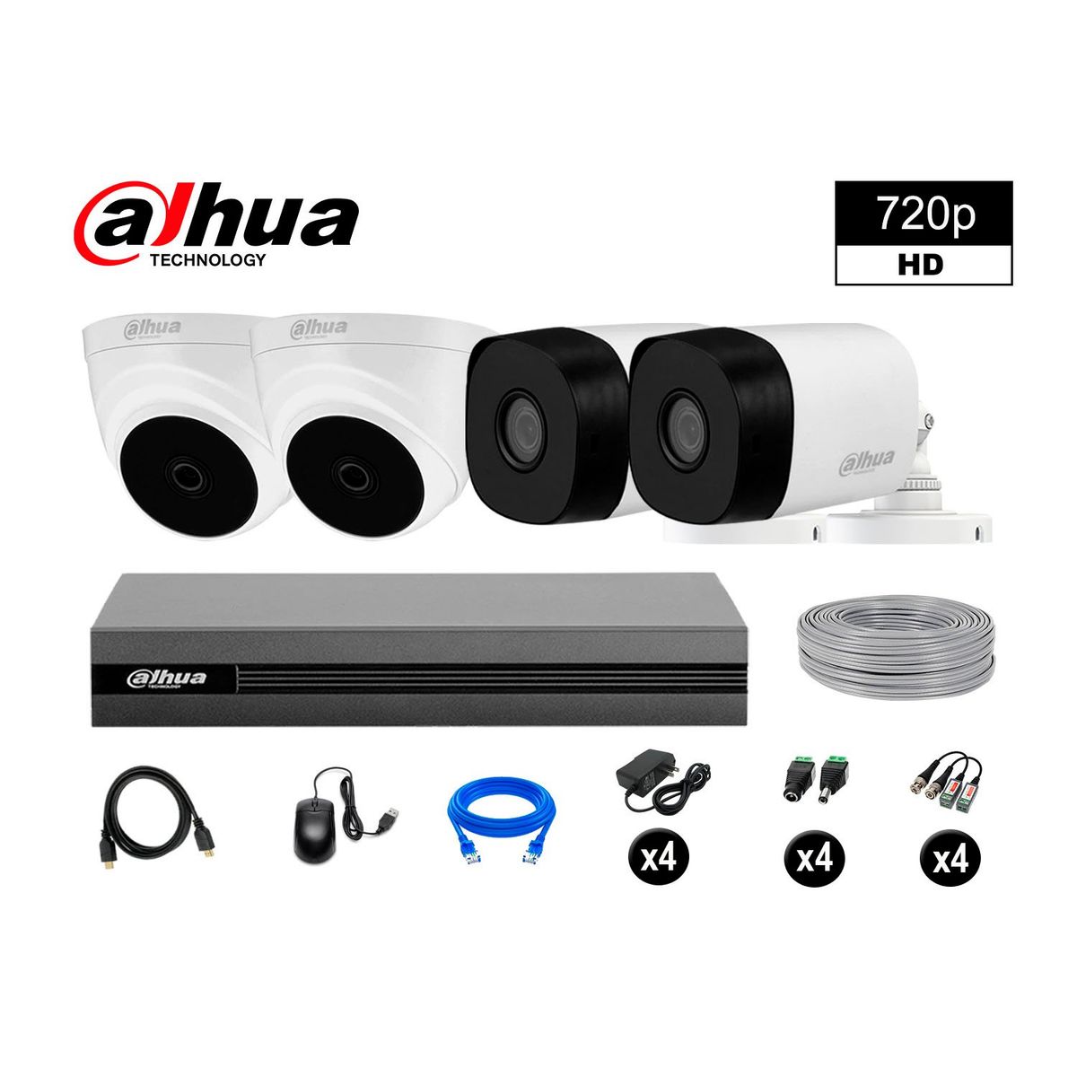 DAHUA - CÁMARAS SEGURIDAD DAHUA KIT 4 HD 720P + CABLE