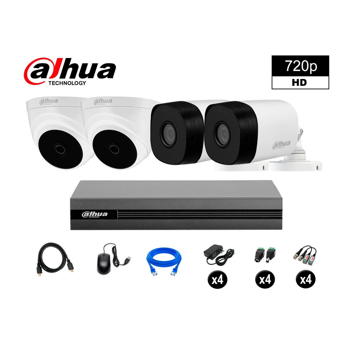 DAHUA - CÁMARAS SEGURIDAD DAHUA KIT 4 HD 720P + CABLE HDMI OFERTA