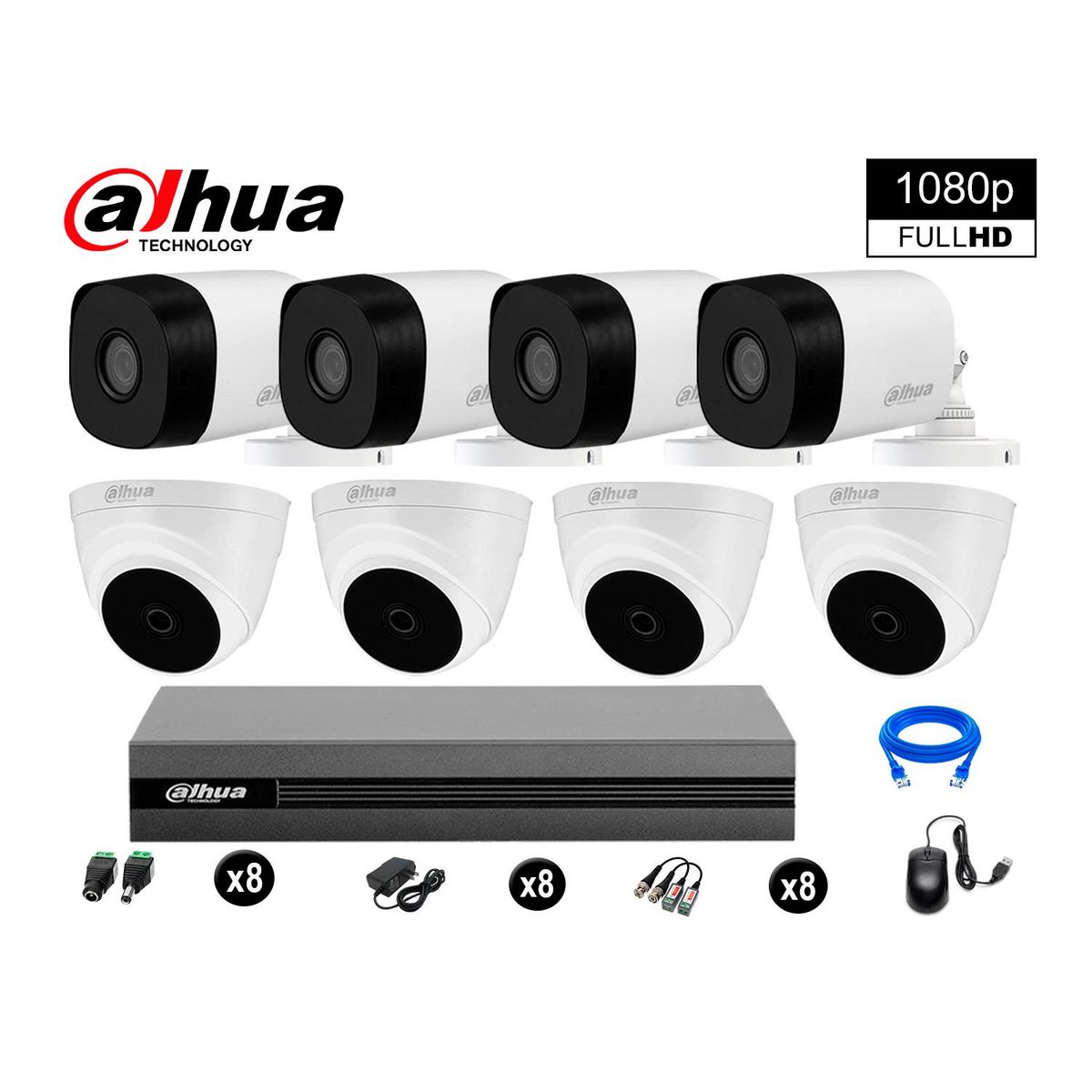 DAHUA - CÁMARAS SEGURIDAD DAHUA KIT 8 FULL HD 1080P + CABLE HDMI OFERTA