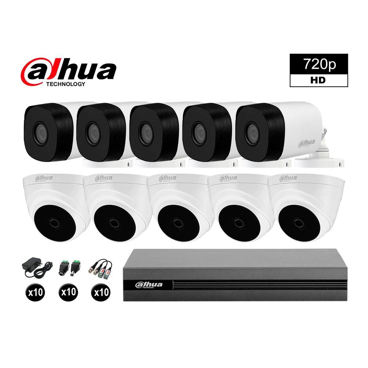 DAHUA - CÁMARAS SEGURIDAD DAHUA KIT 10 HD 720P + CABLE HDMI OFERTA