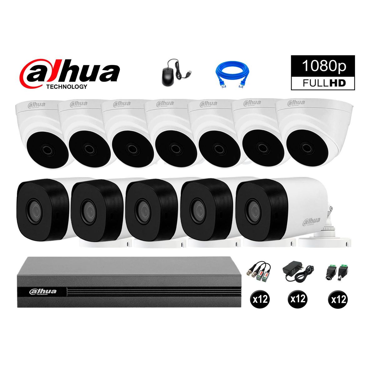 DAHUA - CÁMARAS SEGURIDAD DAHUA KIT 12 FULL HD + CABLE HDMI OFERTA