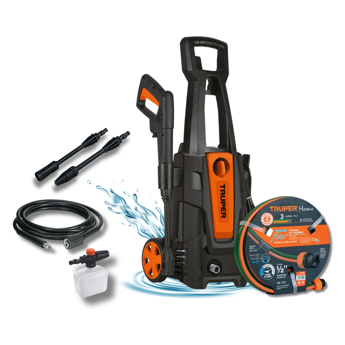 TRUPER - Hidrolavadora eléctrica alta presión 1800 PSI + Manguera de 10m Truper