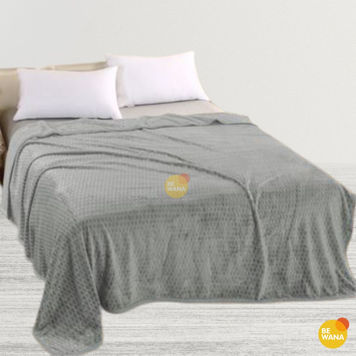 CASATEX - Manta Antialérgica Alto Relieve cuadros QUEEN Gris Claro