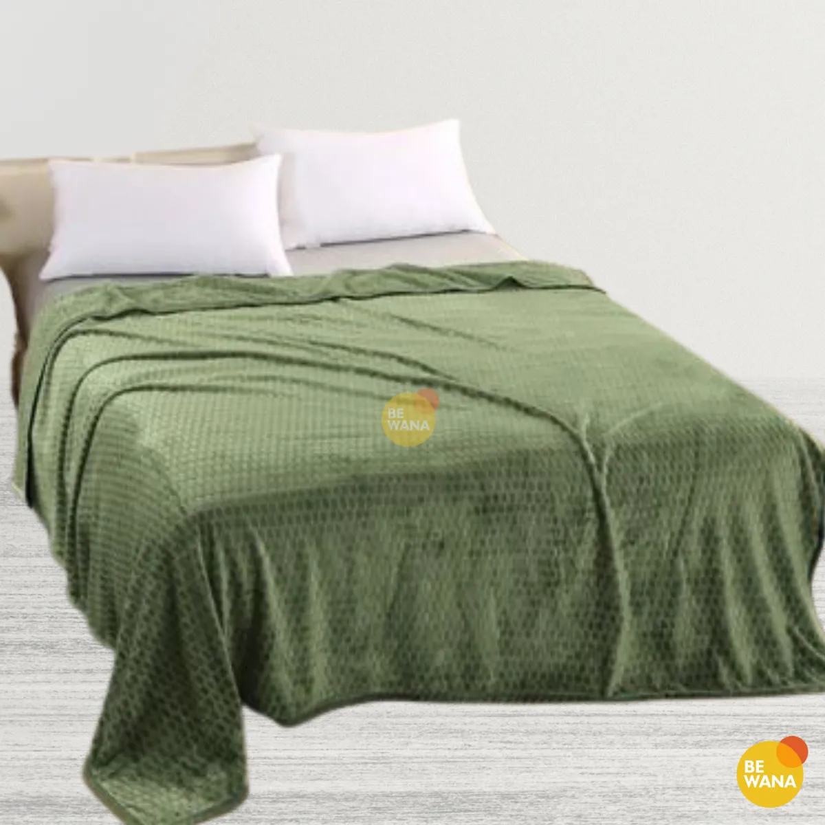 CASATEX - Manta Antialérgica Alto Relieve cuadros QUEEN Green