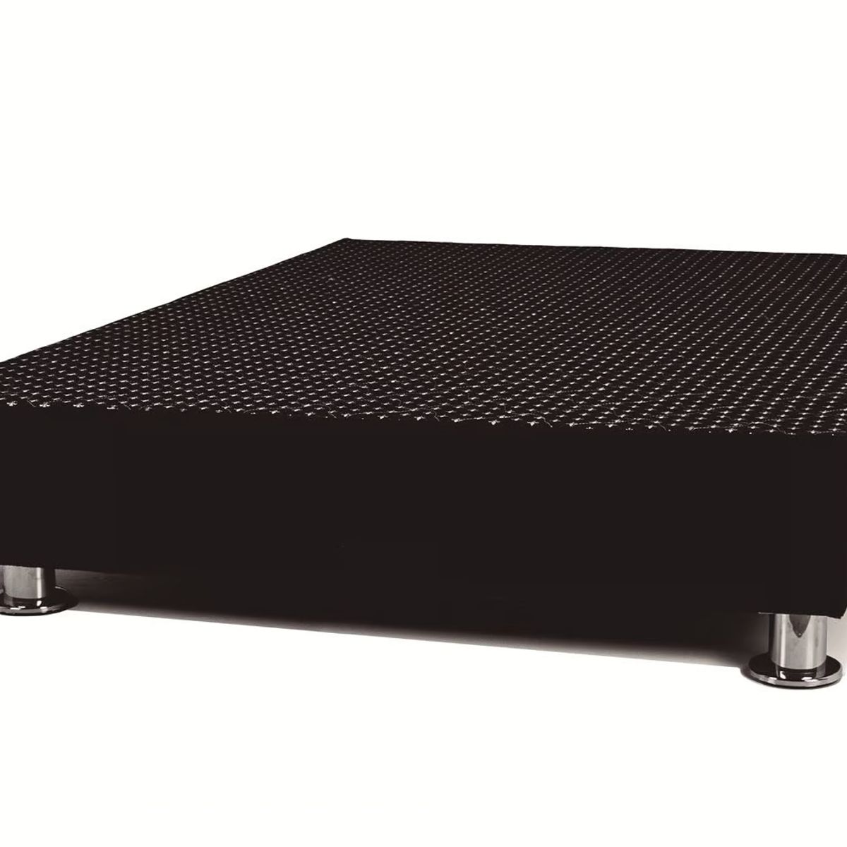 MUEBLES MACRUMO - Box Tarima reforzado y acolchado Queen - Color Negro Patas instaladas