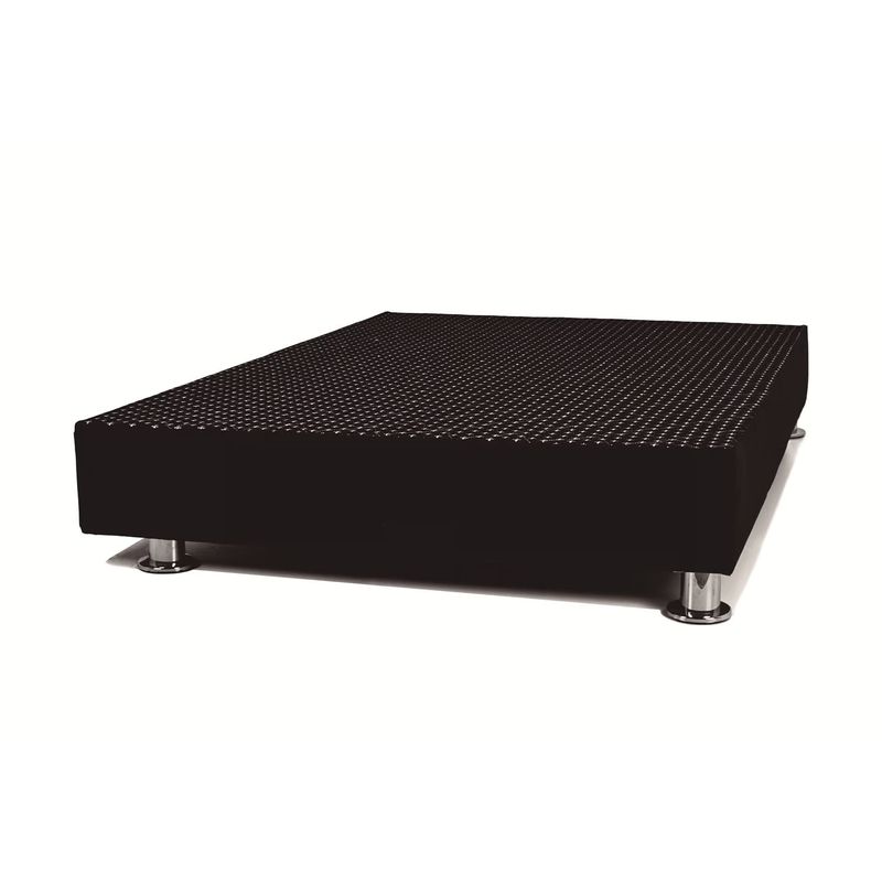 MUEBLES MACRUMO - Box Tarima reforzado y acolchado Queen - Color Negro Patas instaladas