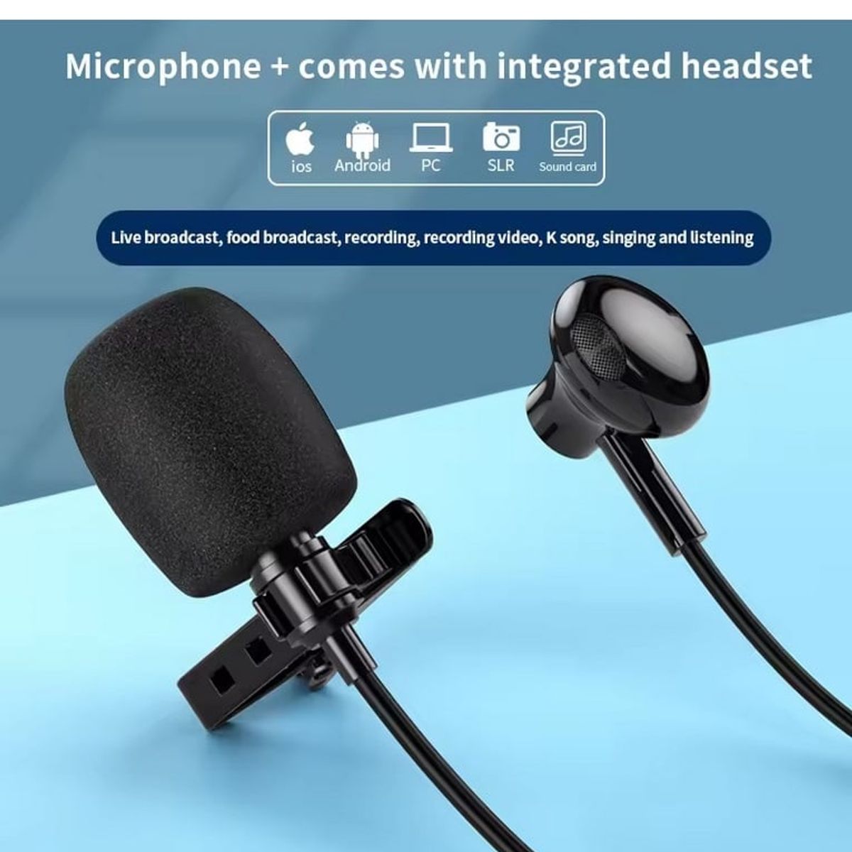 GENERICO - Micrófono Solapero Para Celulares y Laptops - Aux con Audifono