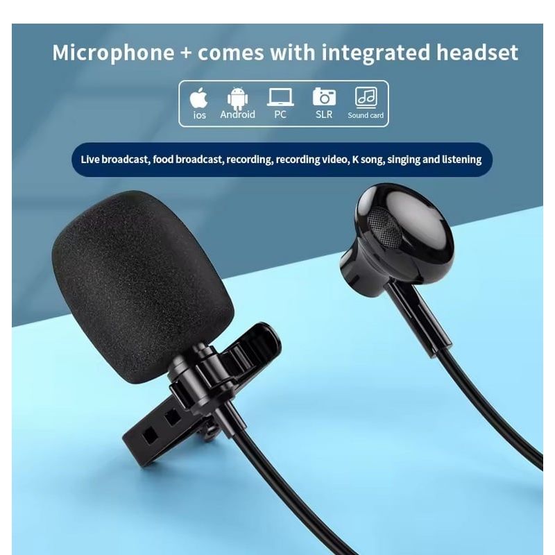 GENERICO - Micrófono Solapero Para Celulares y Laptops - Aux con Audifono