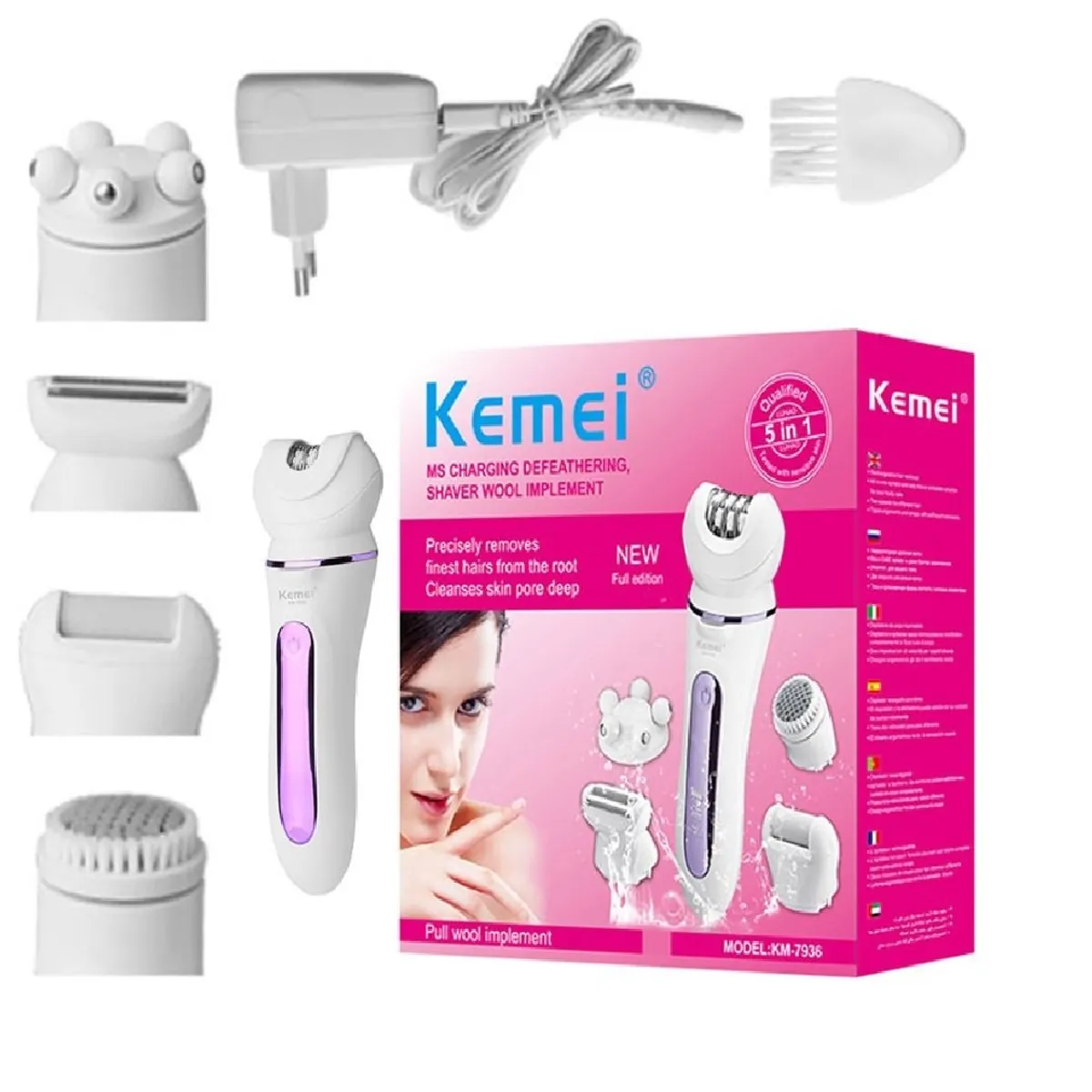 KEMEI - Depiladora eléctrica 5 en 1 para mujer, afeitadora para mujer