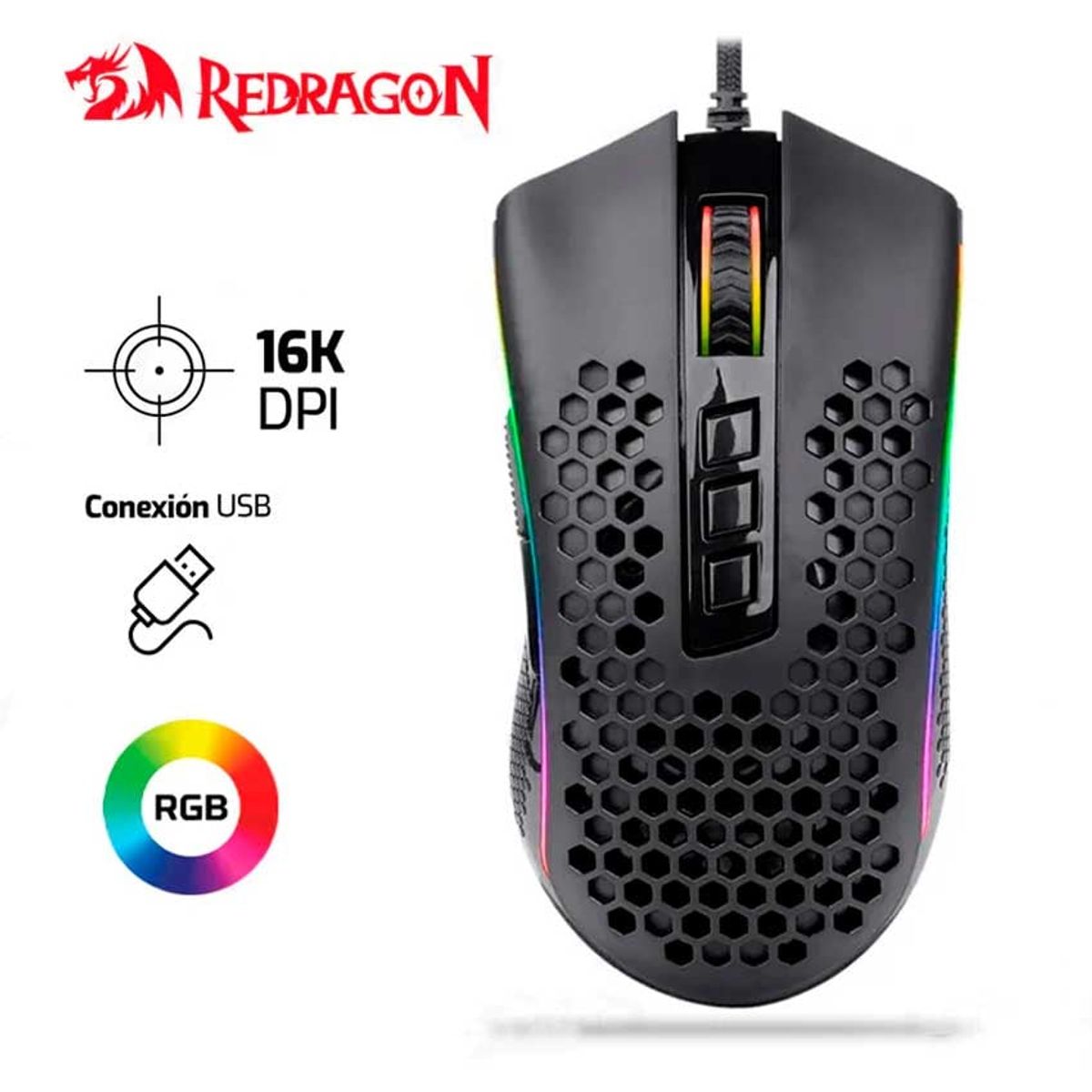 REDRAGON - Mouse Redragon Storm Elite M988 16,000 Dpi Rgb Negro