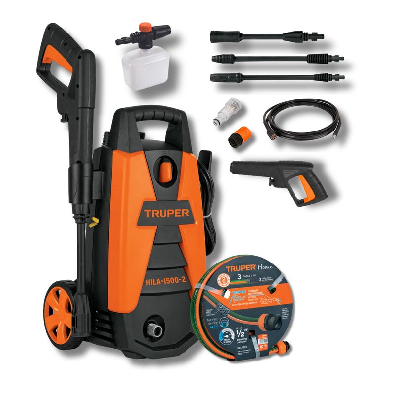 TRUPER - Hidrolavadora Portatil 1500 PSI + Manguera 10 metros Truper