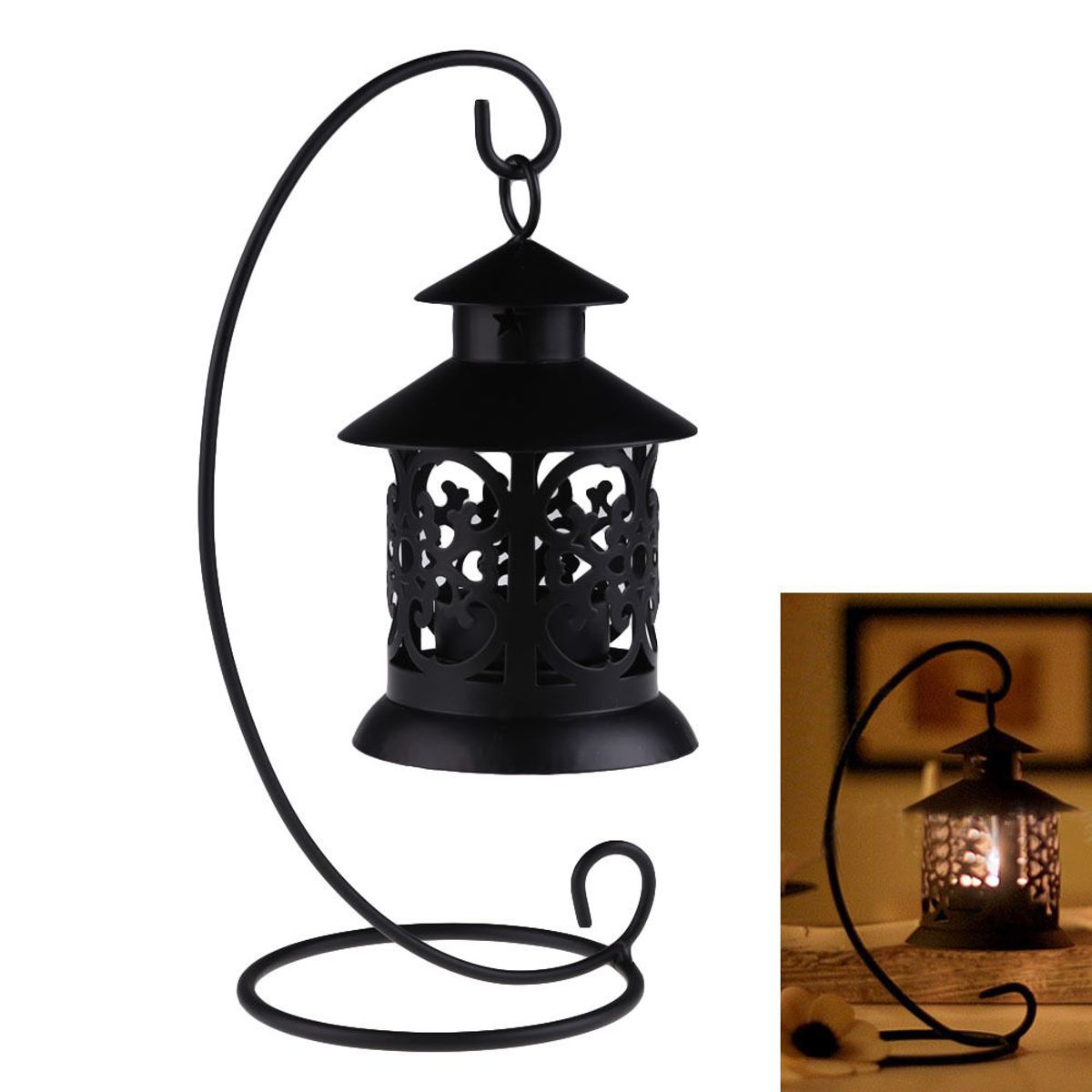 GENERICO - Farol Candelabro Portavela Linterna Hierro Vela Luz Vintage