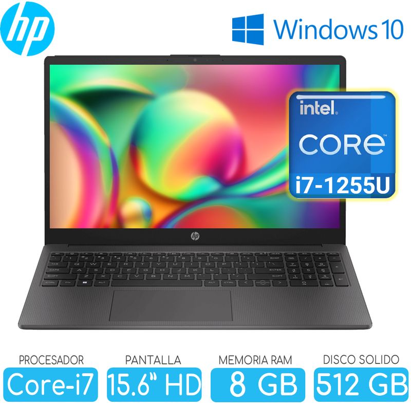 HP - Laptop HP core i7 1255U SSD 512gb RAM 8gb Pant.15.6 HD con windows HP 250 G9