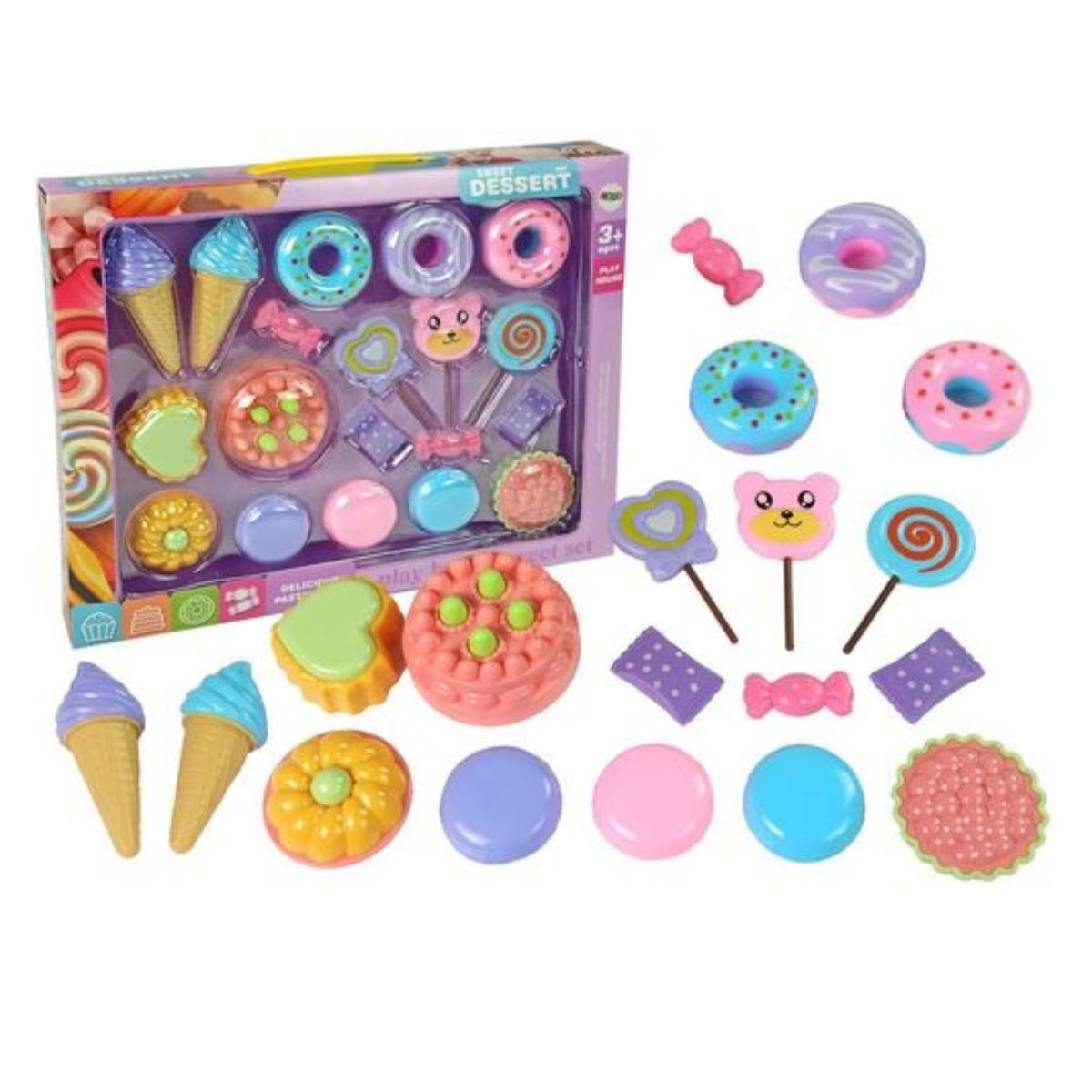 GENERICO - JUGUETE DE ALIMENTOS 19 PCS SET DE POSTRES DULCES PARA NIÑOS