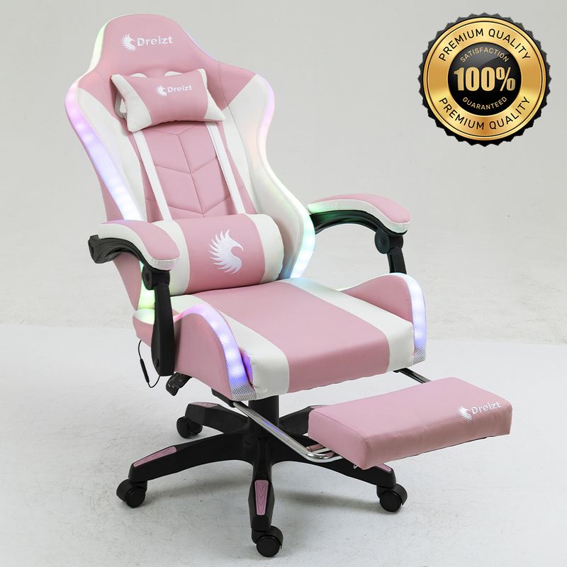 DREIZT - Silla Gamer Ergonómica Dreizt Shine Rgb Series Rosado Posapies
