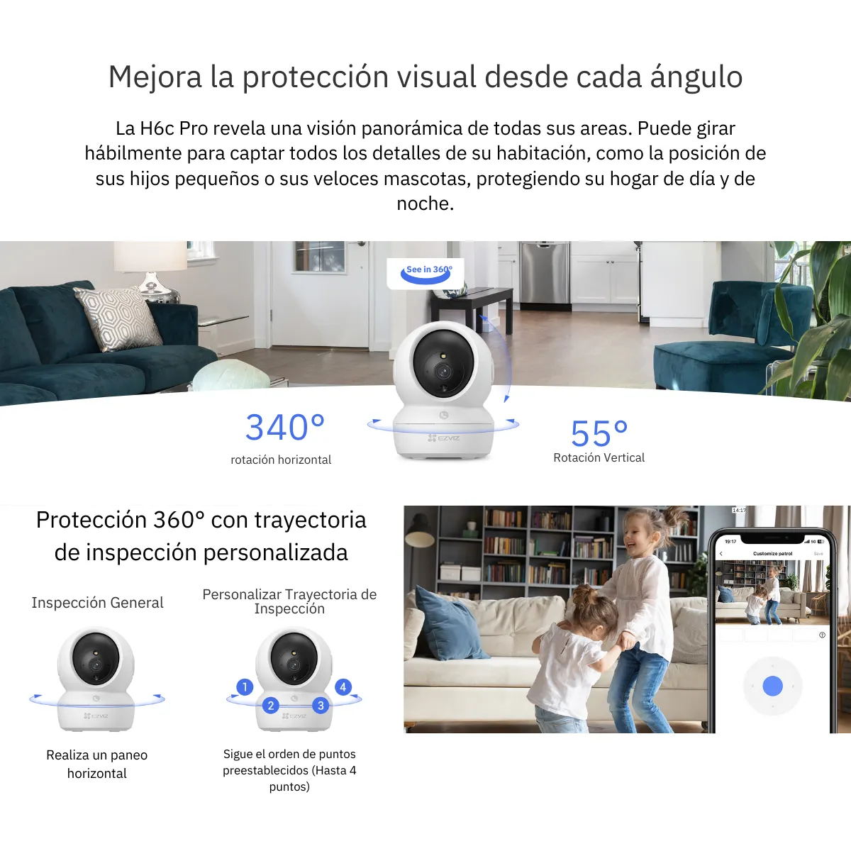 EZVIZ - Kit de 2 cámaras seguridad full hd para interiores H6C-Pro-2MP + 64SD Ezviz