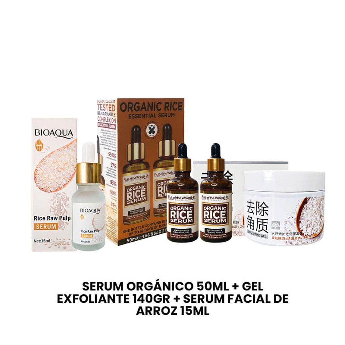 WINK WHITE - Serum Orgánico 50ml + Gel exfoliante 140Gr + Serum Facial Arroz 15ml