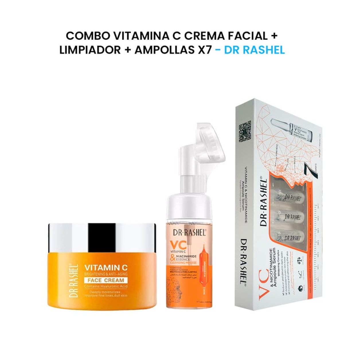 GENERICO - Vitamina C Crema Facial + Limpiador + Ampollas X7 Dr Rashel