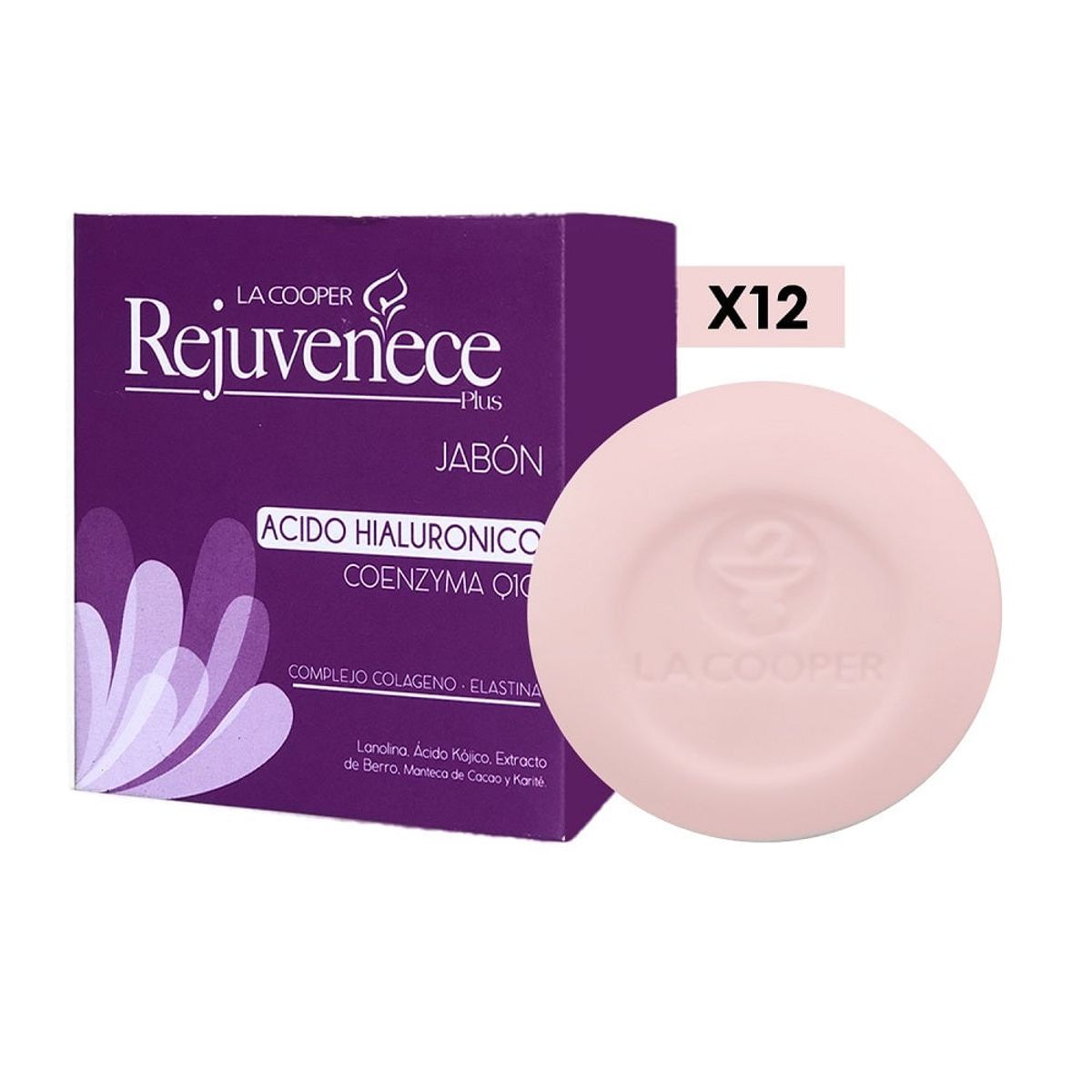 GENERICO - Jabón Rejuvenece Acido Hialuronico & Coenzima Q10 Aclara-t 80Gr 12 Uni