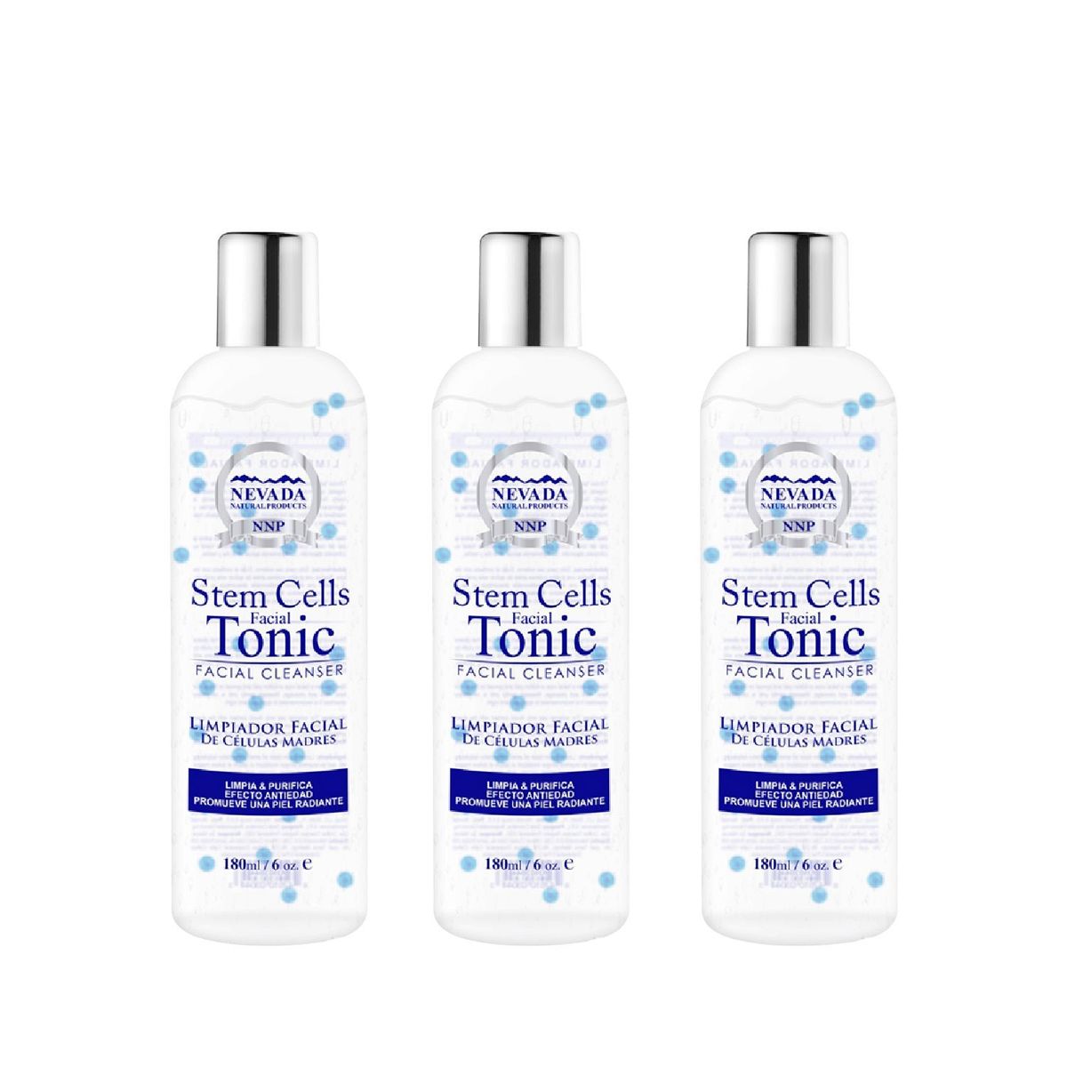 NEVADA NATURAL PRODUCTS - Tónico Limpiador Facial De Células Madres Nevada 180ml 3 Unidades
