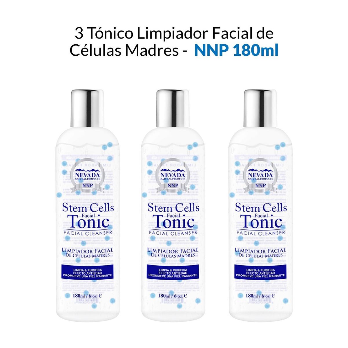 NEVADA NATURAL PRODUCTS - Tónico Limpiador Facial De Células Madres Nevada 180ml 3 Unidades