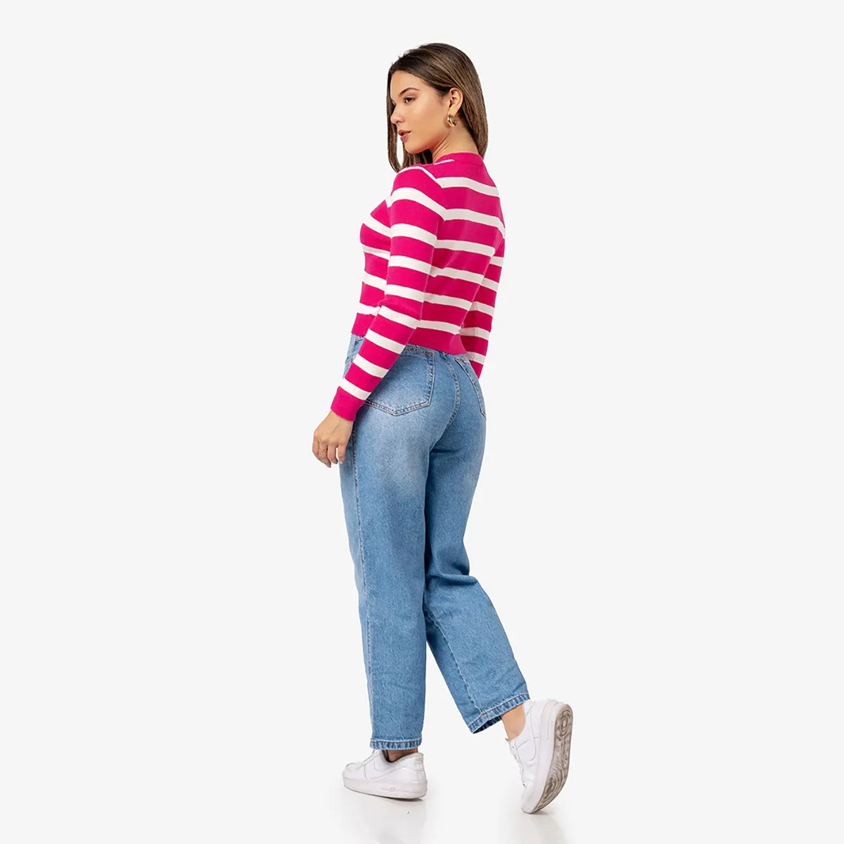 INDEMA - Chompa Casual Corazón de Cashemira Color Fucsia