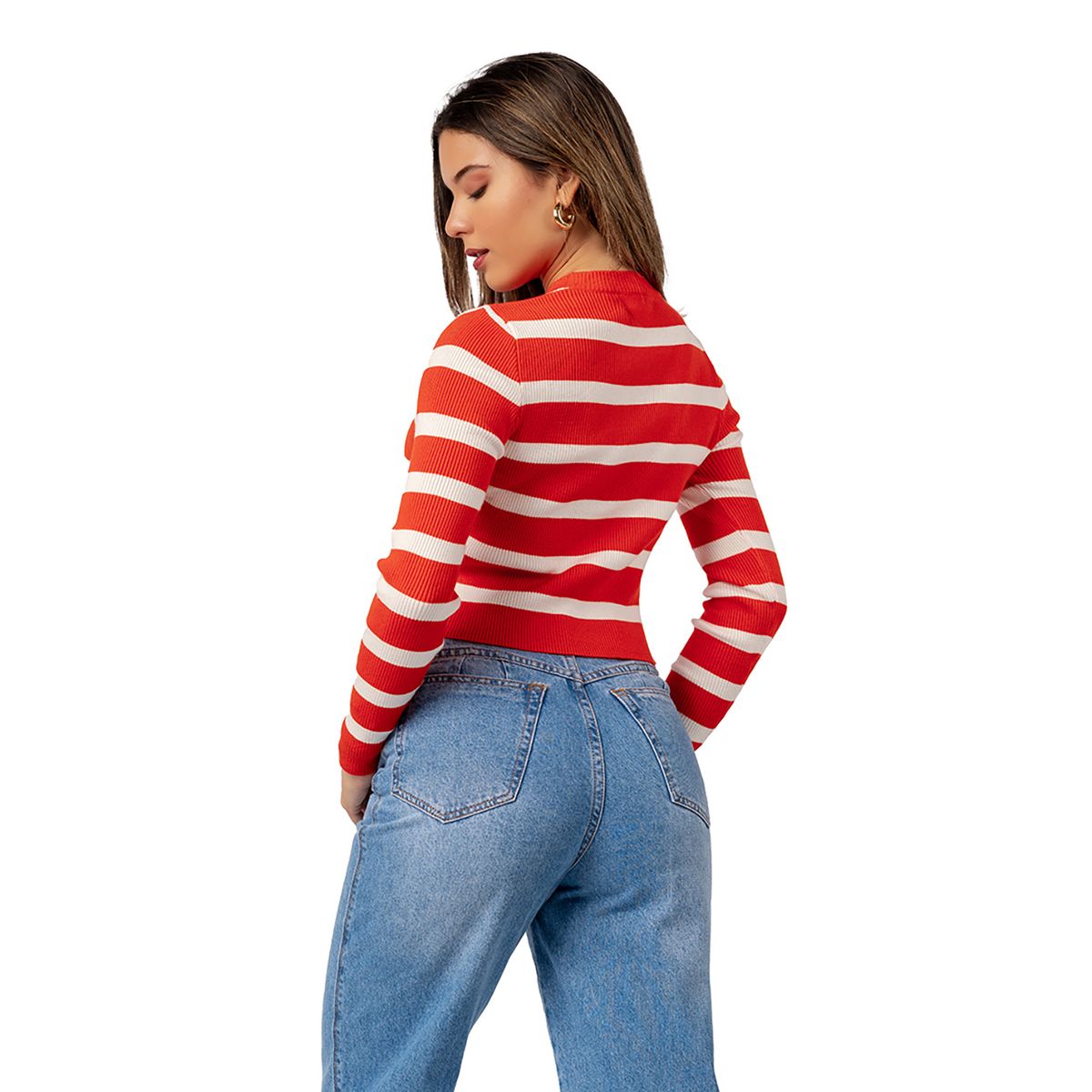INDEMA - Chompa Casual Corazón de Cashemira Color Naranja