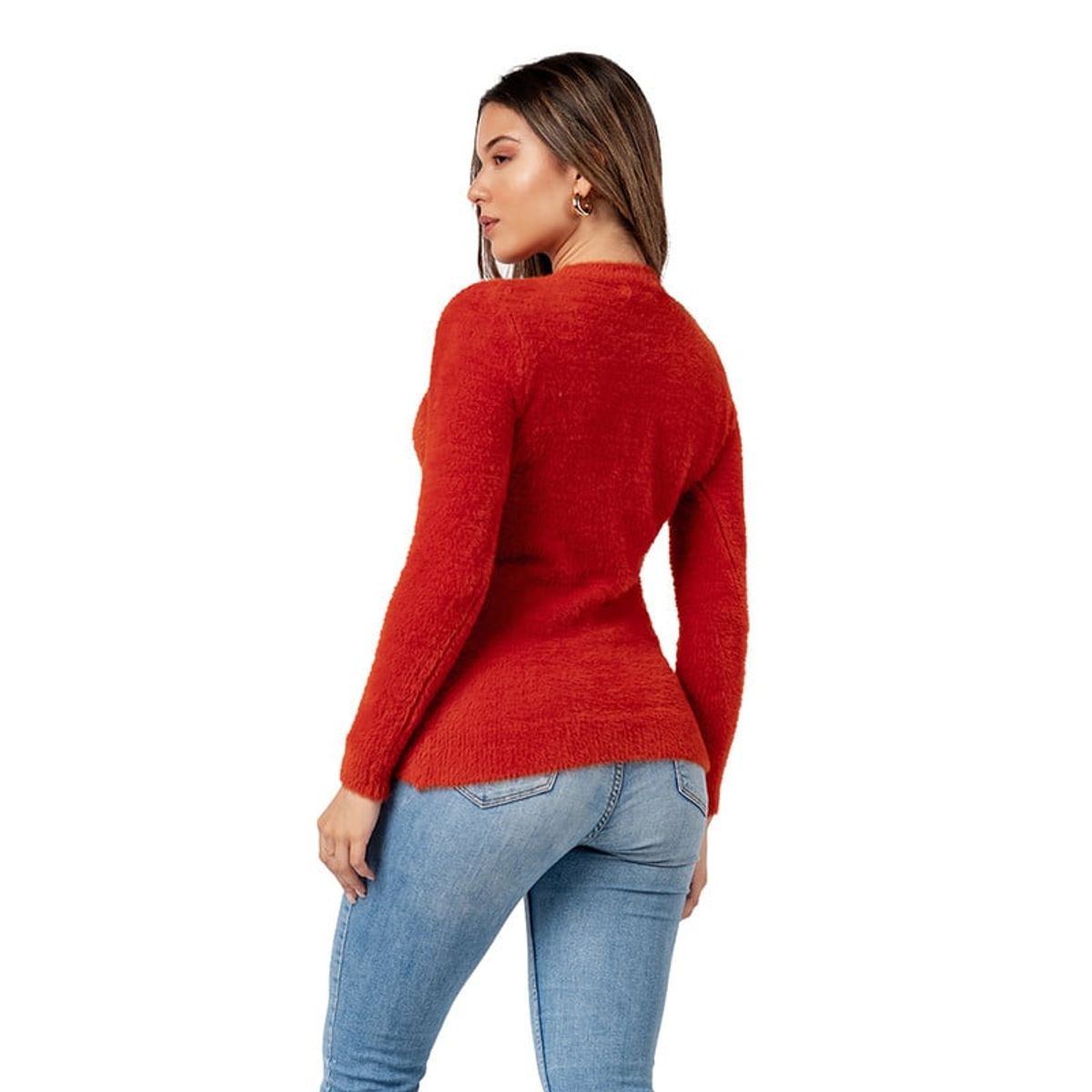 INDEMA - Polera Básico y Suave de Angora Color Lacre