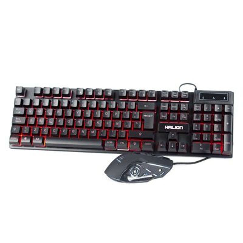 HALION - Kit Teclado y Mouse Gamer Halion Eclipse HA-813C USB RGB