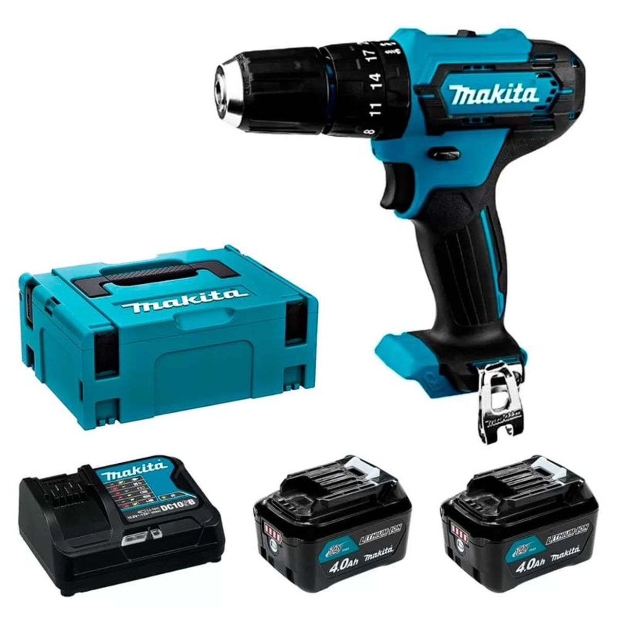 MAKITA - TaladroAtornillador 38 CXT 12V 2Bat 4Ah Maleta Makita HP333DSMJ