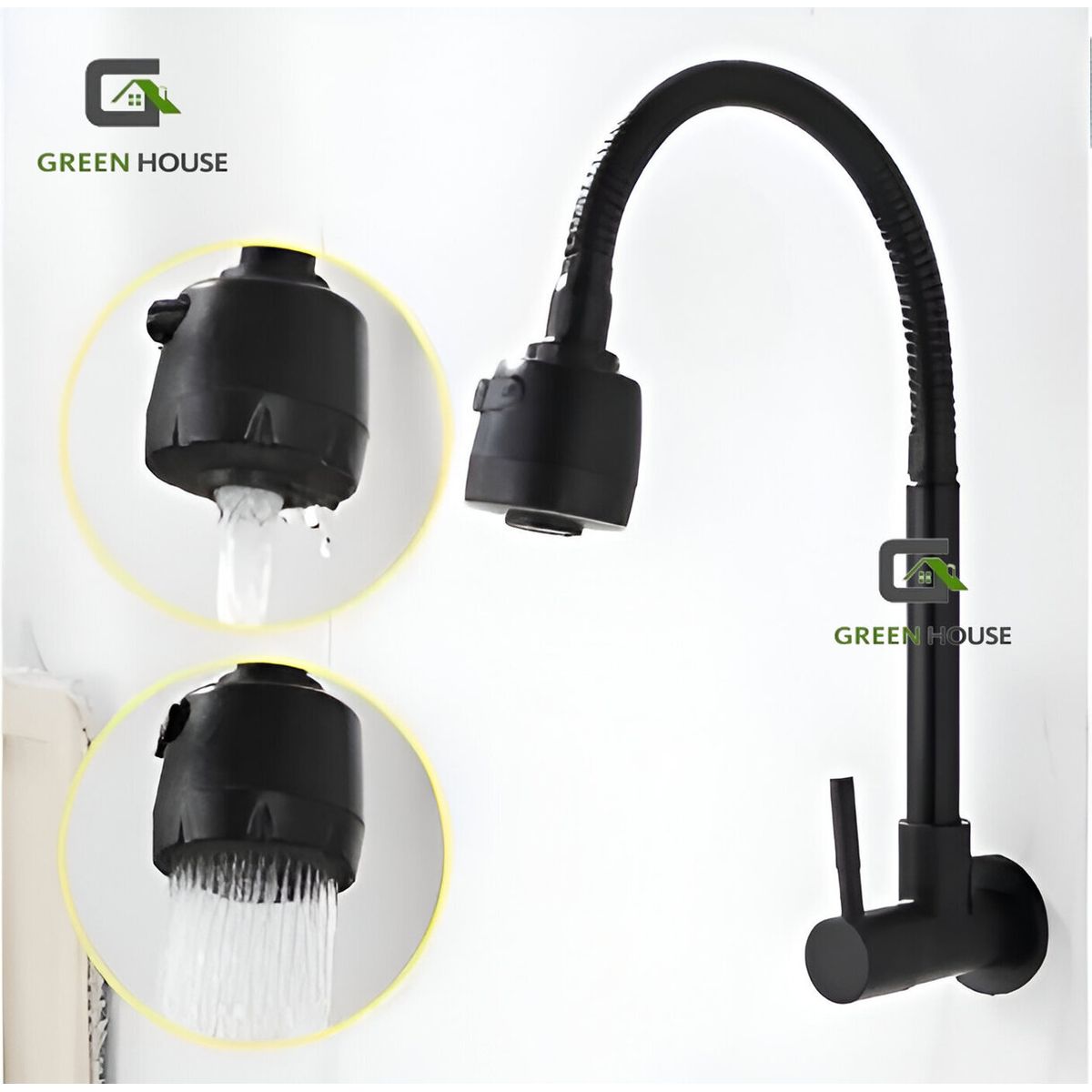 GENERICO - GRIFERIA DE ACERO PARA COCINA  PARED FLEXIBLE NEGRO