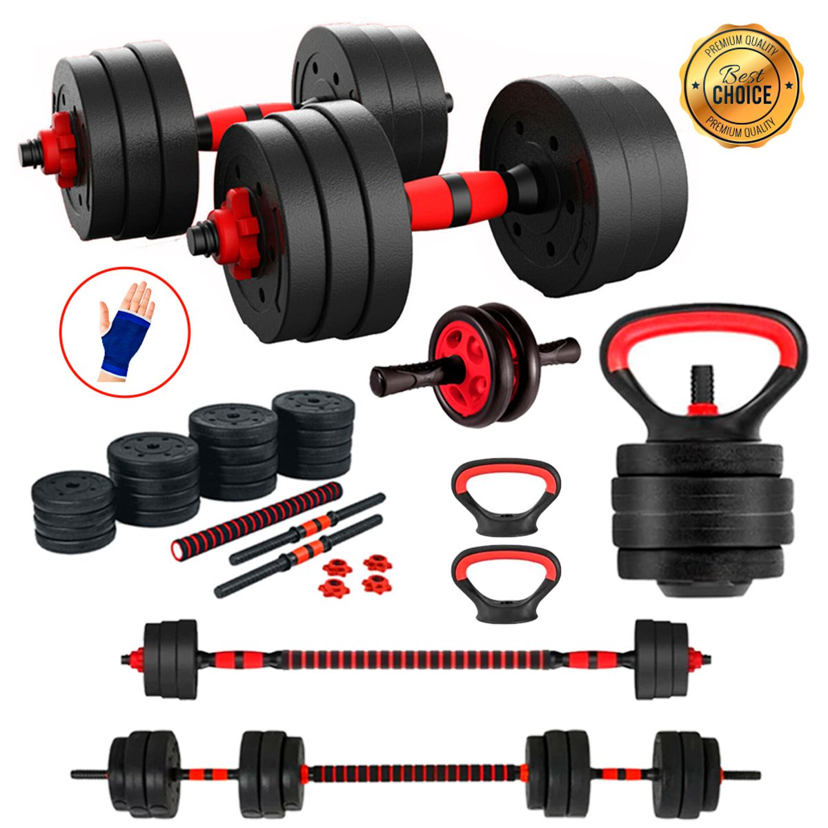 HOLGU - Super Pesa Rusa Pesa 30KG  Rueda abdominal guantes