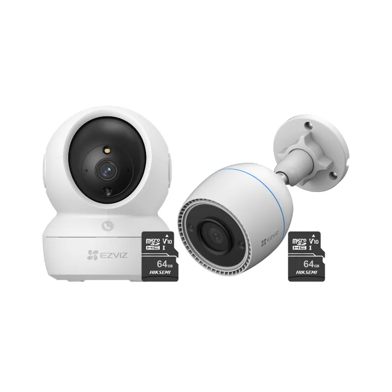 EZVIZ - Kit de cámaras de seguridad inteligente H6C Full HD + H3C 2MP + 64SD - Ezviz
