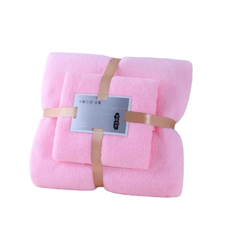 GENERICO - Pack 2 Toallas microfibra cuerpo y de manos - Rosado