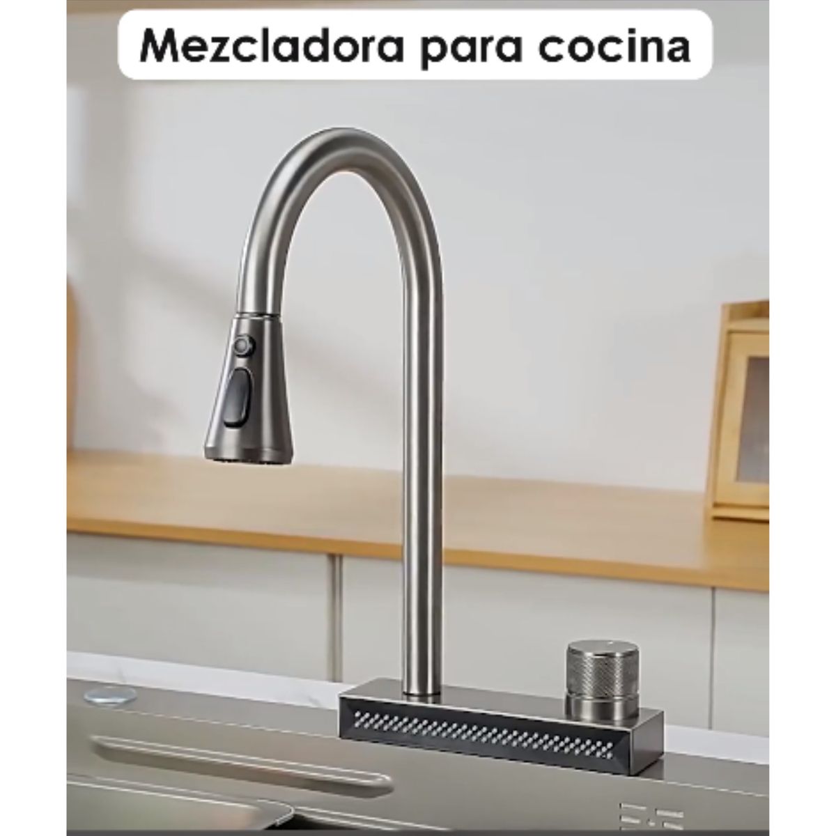 GENERICO - Mescladora tipo Ganso  para Cocina en Acero Inoxidable Satinado
