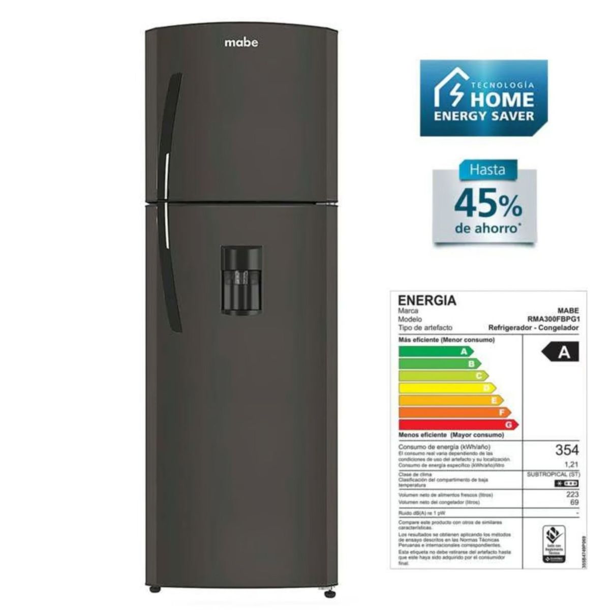 MABE - Refrigeradora Mabe RMA300FBPG 300 Litros Grafito