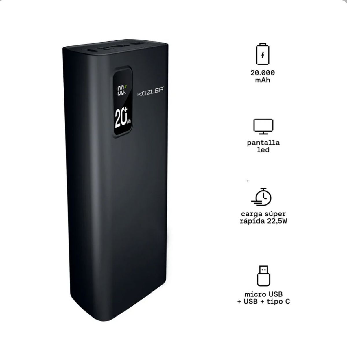 KUZLER - Cargador Portátil Kuzler 20,000 mAh ANKE-105N