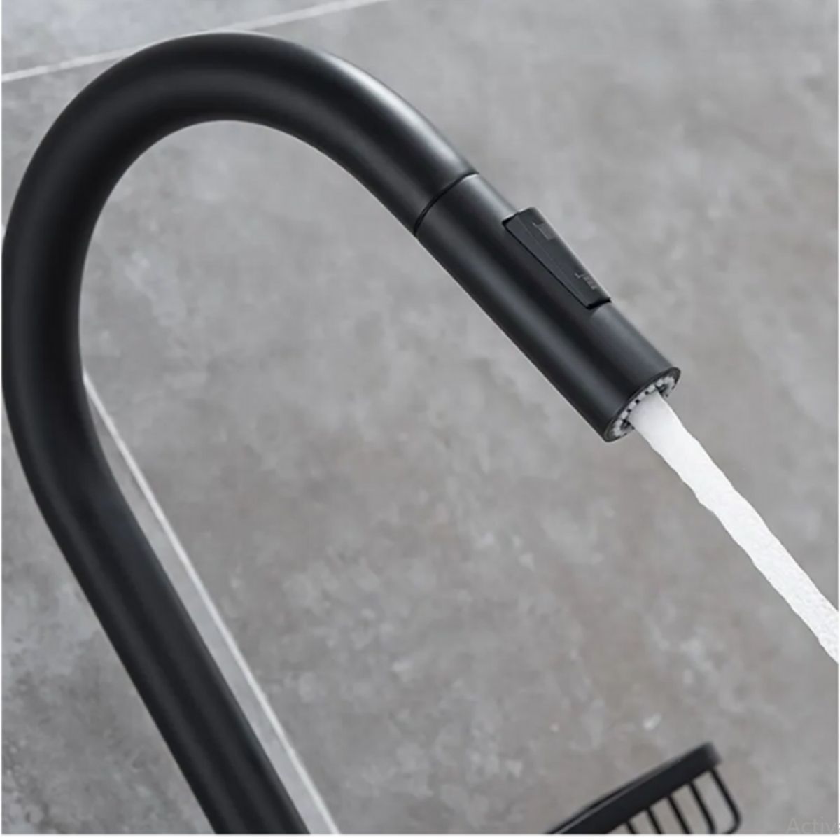 GENERICO - Mescladora tipo Ganso  para Cocina en Acero Inoxidable Negro mate