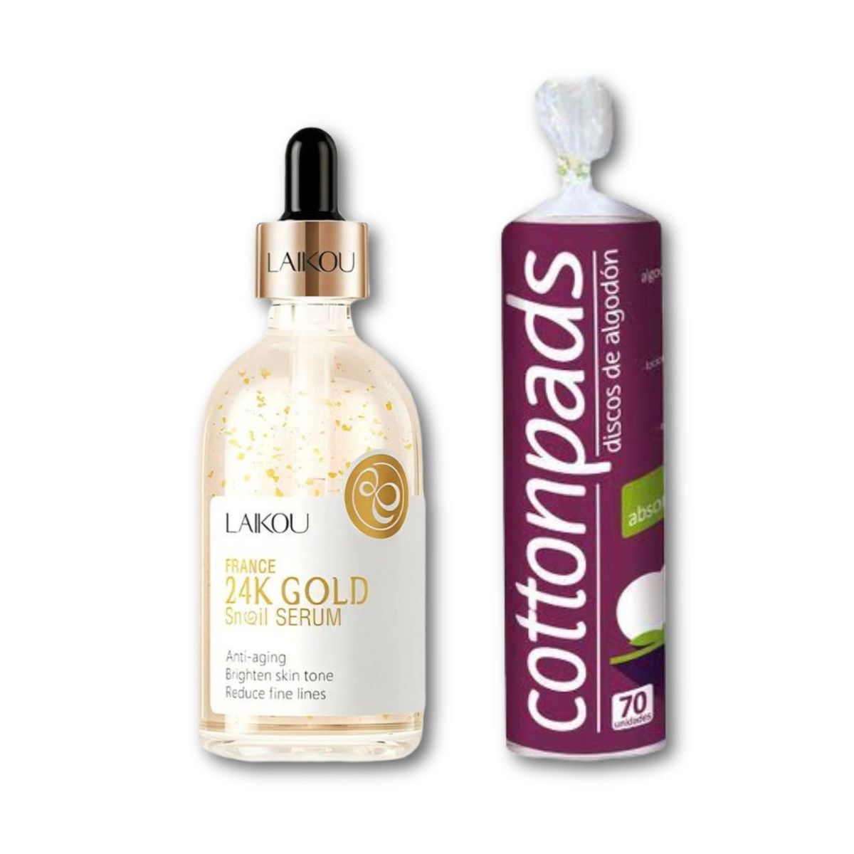 GENERICO - Serum 24K Gold- Snail + Discos de algodón Desmaquillante 70 und