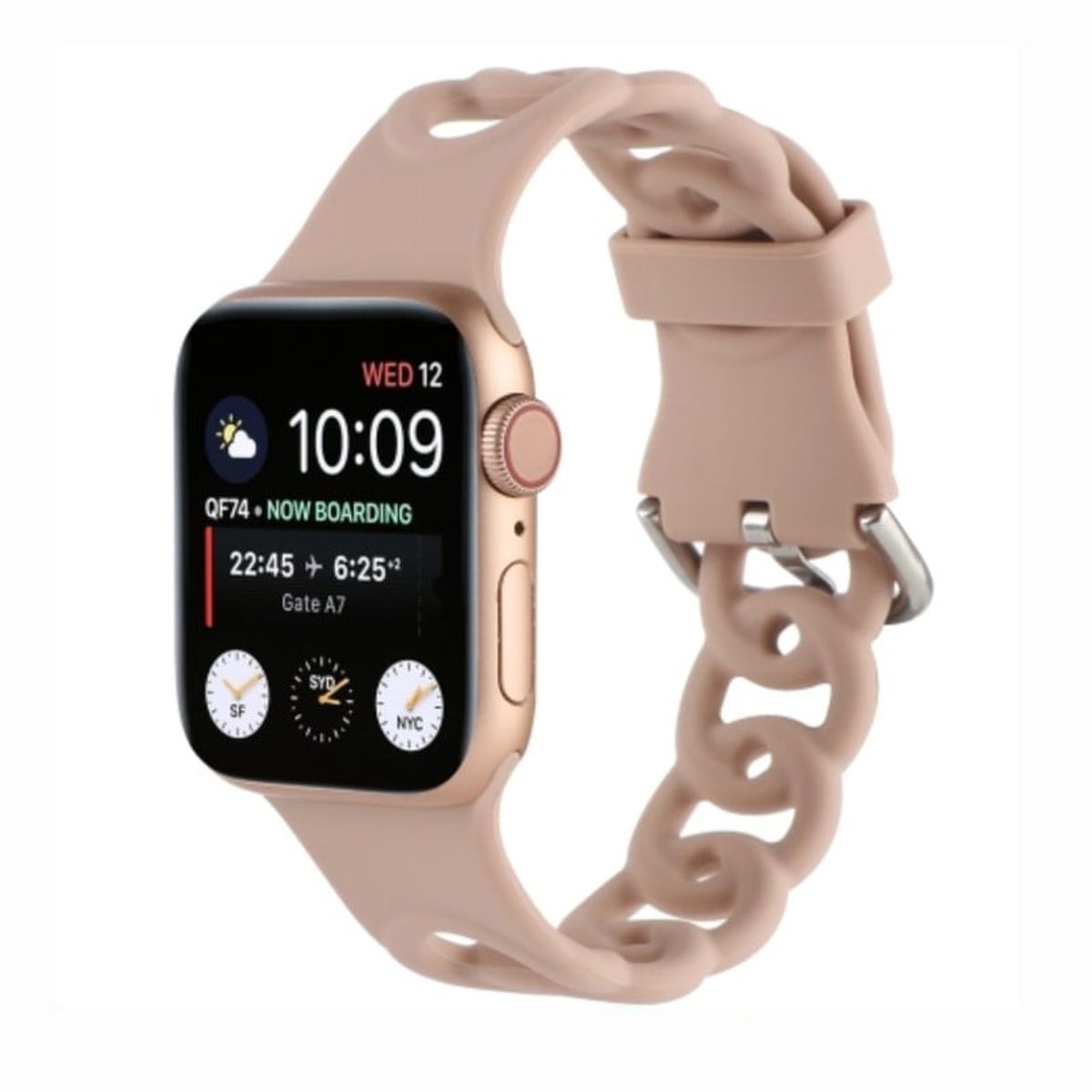 GENERICO - Correa Para Apple Watch 42/ 44 /45mm Silicona Cadena Nude