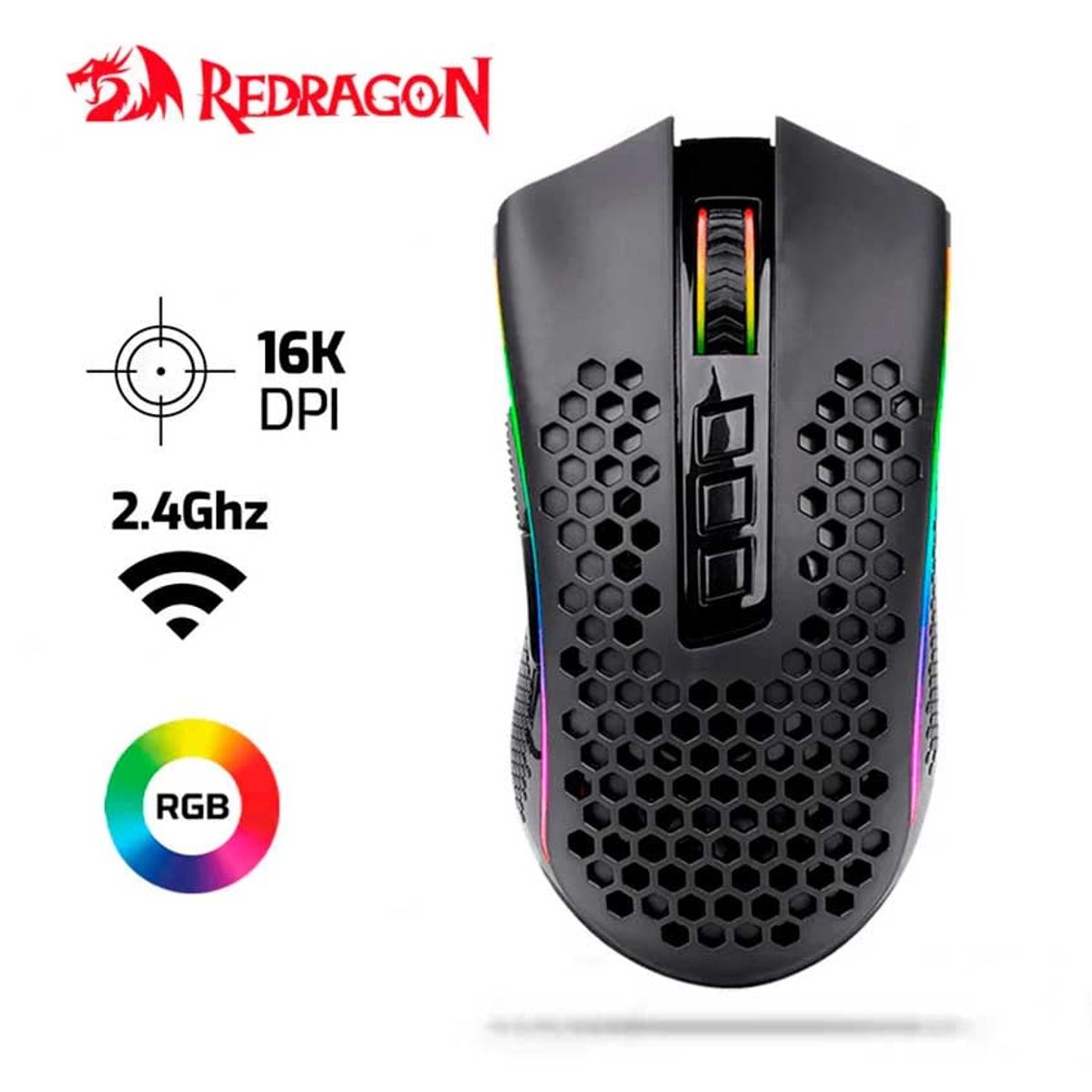 REDRAGON - Mouse Redragon Storm Pro M808-Ks Inalambrico 16,000 Dpi Rgb Negro