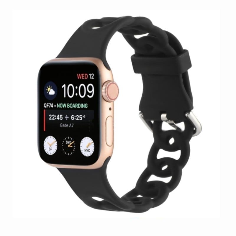 GENERICO - Correa Para Apple Watch 42 / 44 / 45mm Silicona Cadena Negro