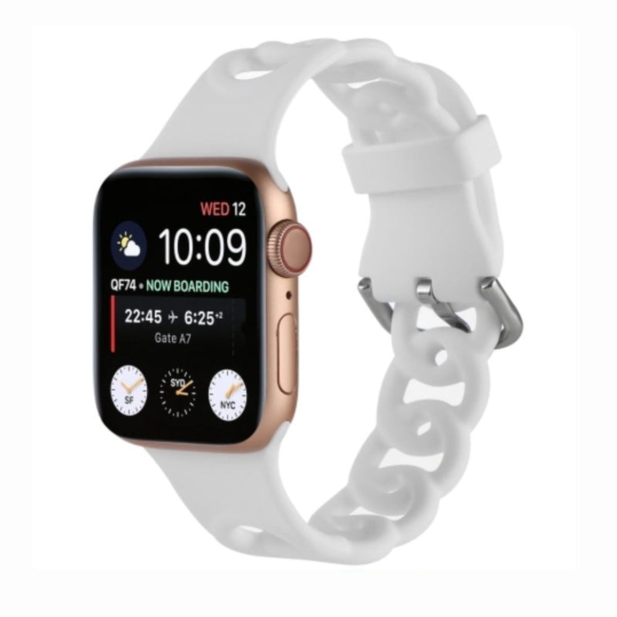 GENERICO - Correa Para Apple Watch 42 /44 /45mm Silicona Cadena Blanco