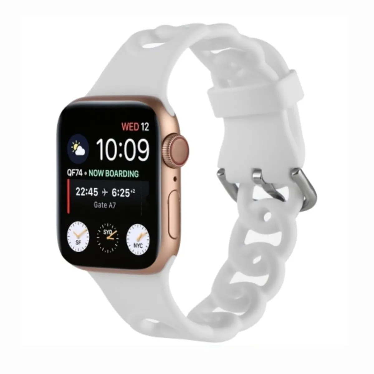 GENERICO - Correa Para Apple Watch 42 /44 /45mm Silicona Cadena Blanco