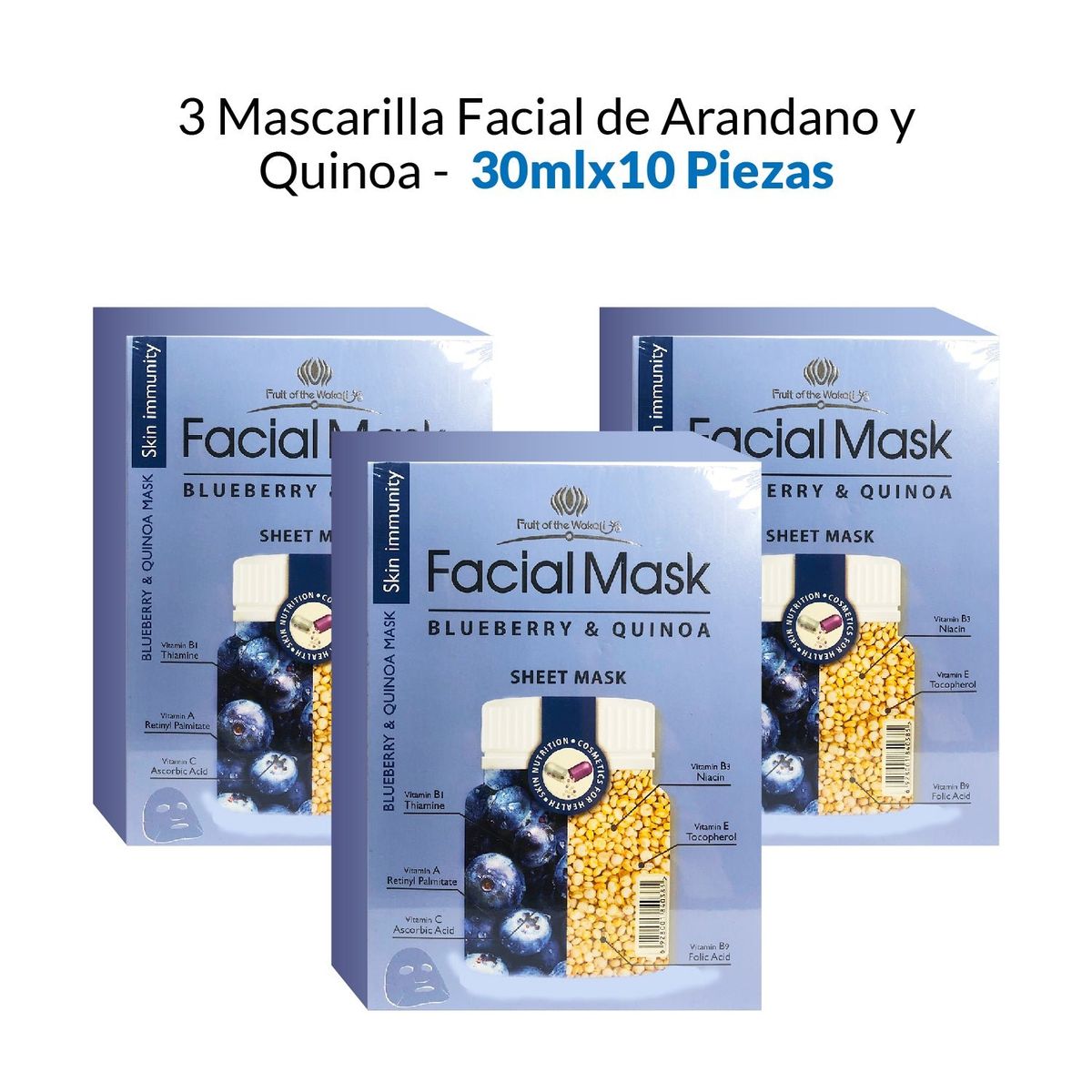 WOKALI - Mascara Facial De Arandano y Quinoa Wokali 30mlx10 Piezas 3 Pack
