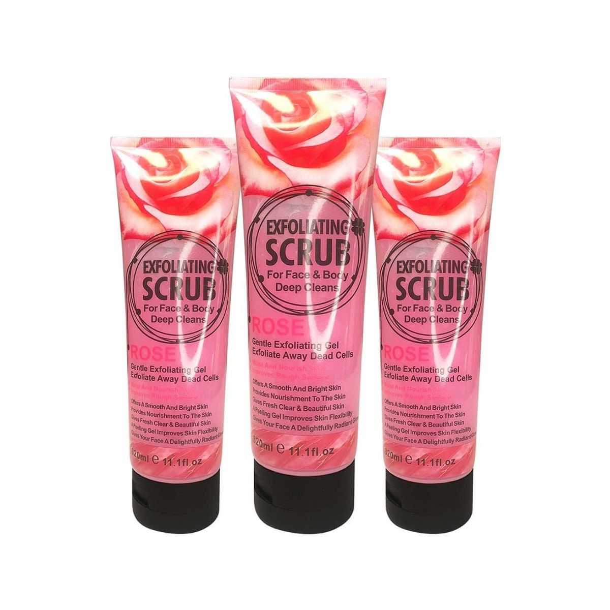 WOKALI - Gel Exfoliante Rostro y Cuerpo De Rosa Wokali 320ml 3 Unidades