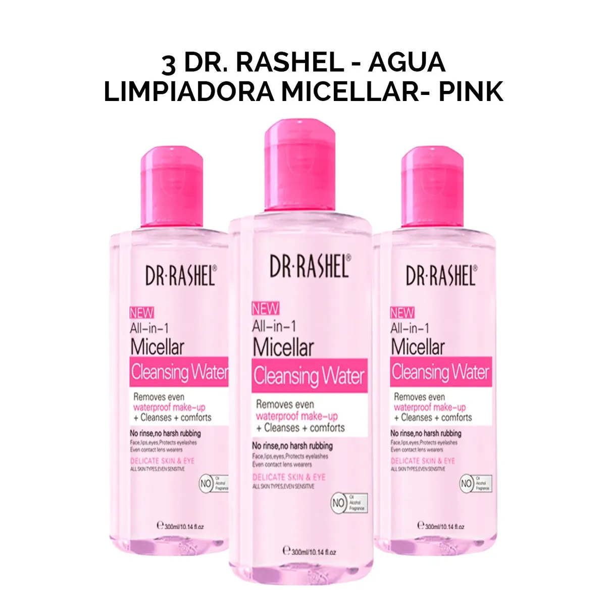 GENERICO - Agua Limpiadora Micellar Pink Dr Rashel 300ml 3 Unidades