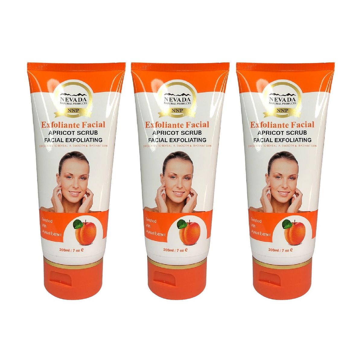 NEVADA NATURAL PRODUCTS - Exfoliante Facial De Albaricoque Nevada 200ml 3 Unidades