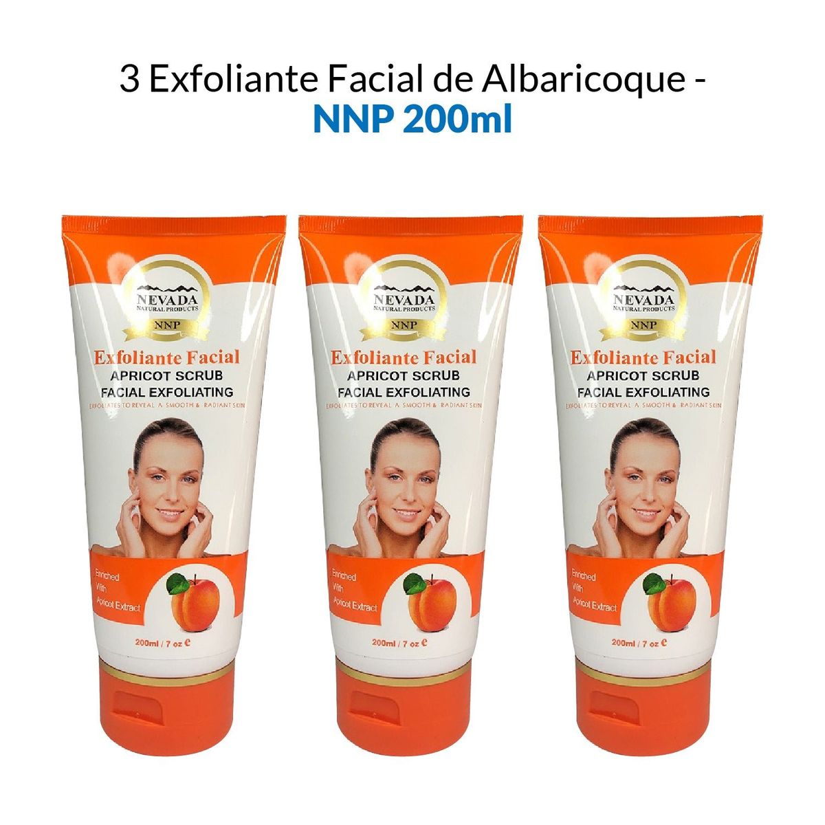NEVADA NATURAL PRODUCTS - Exfoliante Facial De Albaricoque Nevada 200ml 3 Unidades